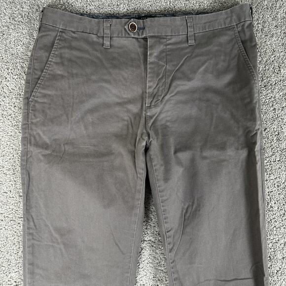Ted Baker London Pants Mens 32x34 Brown Check Pattern Slim Straight Exmoor Chino - Picture 3 of 10